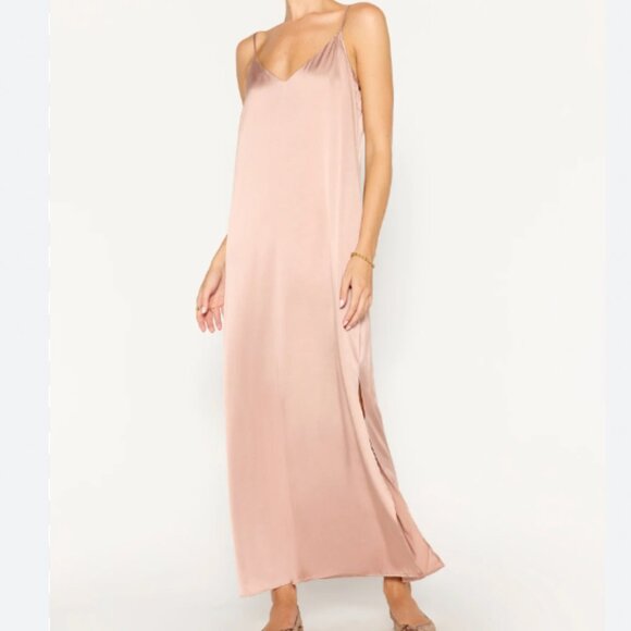 Brochu Walker The Everyday Silk Slip Dress In Dessert Pink - Picture 1 of 7